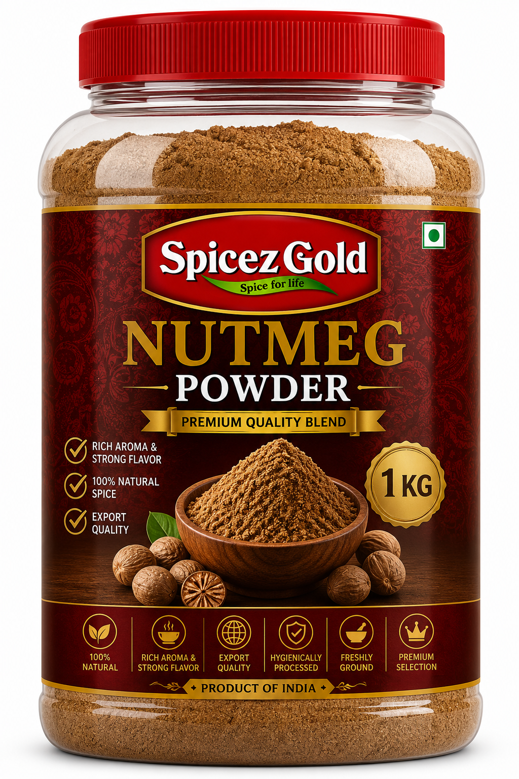 1kg jar Spicez Gold Premium Nutmeg Powder - Image 1